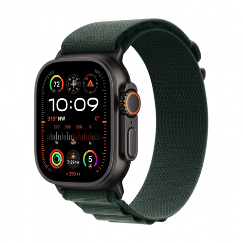 Apple Watch Ultra 2 (2024) 49mm GPS + Cellular Black Titanium Case Dark Green Alpine Loop