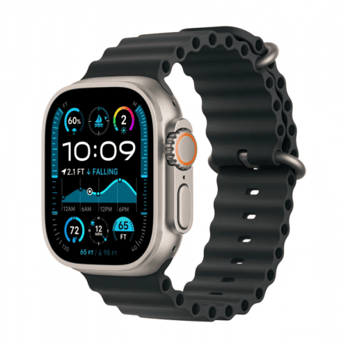 Apple Watch Ultra 2 (2024) 49mm GPS + Cellular Natural Titanium Case Black Ocean Band One Size